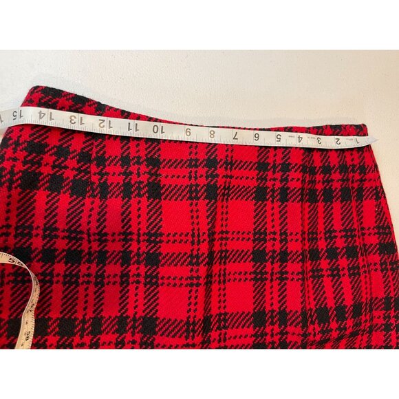 Eddie Bauer Vintage 1920 Plaid Straight & Pencil Skirt Wool Red Black Size 10P - Picture 3 of 7